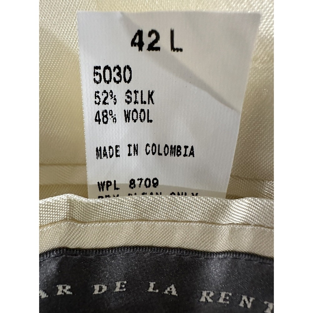 Oscar de la Renta Sportcoat Blazer Mens Size 42L Beige Silk Wool Blend - Picture 10 of 10